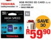 Toshiba 8GB Micro SD Card CL-10