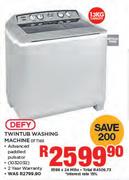 Defy 13kg Twintub Washing Machine DTT165
