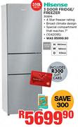 Hisense 3 Door Fridge/Freezer 310EMI