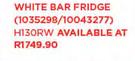 Hisense 130ltr Gross White Bar Fridge H130RW