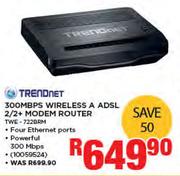 Trendnet 300MBPS Wireless A ADSL 2/2+ Modem Router TWE-722BRM