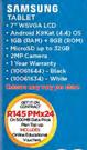 Samsung 7" Tablet-On 500MB Data Price Plan Top Up