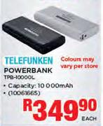 Telefunken 10 000mAh Powerbank TPB-10000L-Each