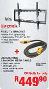 Loctek Fixed TV Bracket + Aerial King 1.8m HDMI Mesh Cable