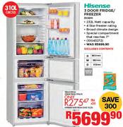 Hisense 310Ltr 3 Door Fridge/Freezer 310EMI