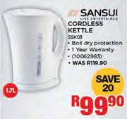 Sansui 1.7Ltr Cordless kettle SSK03