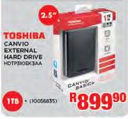 Toshiba Canvio 2.5" 1TB External Hard Drive HDTP310EK3AA 