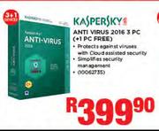 Kaspersky Anti Virus 2016 3 PC (+1 PC Free)