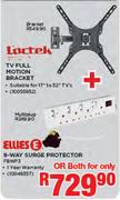 Locktek TV Full Motion Bracket Plus Ellies 8-Way Surge Protector FBWP3