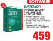 Kaspersky Internet Security 2016-3 Devices Plus 1 Device Free