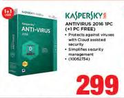Kaspersky Antivirus 2016 1PC Plus 1 PC Free