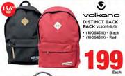 Volkano Distinct Back Pack VL1015-B/R-Each
