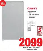 Defy 93Ltr Bar Fridge B4802M