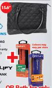 Kingsons 15.6" Vogue Ladies Bag K8994W-BLK + Amplify Powerbank 2000mah-Combo