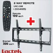 8 Way Remote URC-2981 + Loctek 32"-65" Tilt TV Bracket PSW698MT TILT