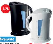 Pineware 1.7Ltr Cordless Kettle PAK834/PAK834B-Each