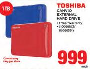Toshiba 1TB Canvio External Hard Drive-Each