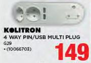 Kolitron 4 Way Pin/USB Multi Plug G29