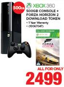 Xbox 360 500GB Console+ Forza Horizon 2 Download Token