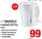 Sansui 1.7Ltr Corded Kettle SSK02