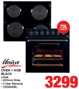Univa 70Ltr Oven+ Hob Black U336B