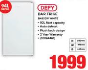 Defy 94Ltr Bar Fridge B4802W White