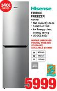 Hisense 340Ltr Fridge Freezer With Water Dispenser