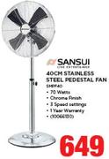 Sansui 40Cm Stainless Steel Pedestal Fan SMPF40