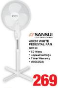 Sansui 40Cm White Pedestal Fan SBPF40