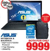 Asus 15.6" Notebook & Backpack