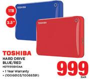 Toshiba 1TB 2.5" Hard Drive Blue/Red-Each