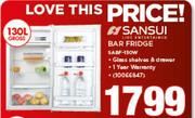 Sansui 130Ltr Bar Fridge SABF-130W