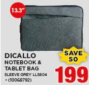 Dicallo 13.3" Notebook & Tablet Bag SLEEVE GREY LL5604
