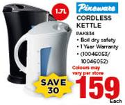 Pineware 1.7Ltr Cordless Kettle PAK834-Each