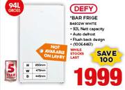 Defy 94Ltr Bar Fridge B4802W White