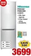 Hisense 299Ltr Fridge/Freezer H299BME