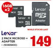 Lexar 2 Pack 16GB Micro SD + Adaptor
