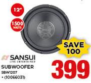 Sansui 1500W 12” Subwoofer SBW1207