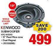 Kenwood 1000W 12” Subwoofer KFC-W3010