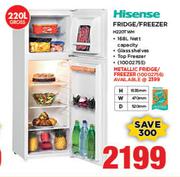 Hisense 220Ltr Metallic Fridge/Freezer