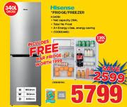 Hisense 340Ltr Fridge/Freezer H340BI With Free Bar Fridge