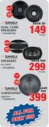 Sansui Dual Cone Speakers + Speakers MLS 6905 +  Subwoofer SBW1207-For All