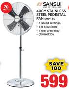 Sansui 40cm Stainless Steel Pedestal Fan SMPF40