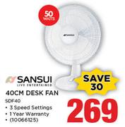 Sansui 40cm Desk Fan SDF40