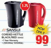 Sansui 1.7Ltr Corded Kettle Black/Red SSK02-Each