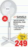 Sansui 40Cm White Pedestal Fan