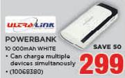 Ultra-Link Power Bank 10000mAh White