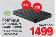 Seagate Portable Expansion 3TB Hard Drive-Each