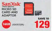 Sandisk 16GB Micro SD Card And Adaptor