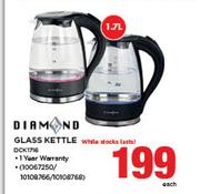 Diamond 1.7L Glass Kettle DCK1716-Each